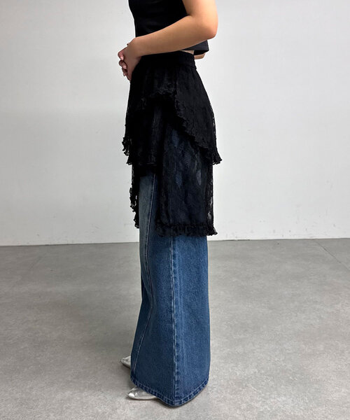 CIAOPANIC（チャオパニック）の「ランダムティアードレーススカート（スカート・レディース・アイボリー/ブラック・ONE SIZE）」の13枚目の写真