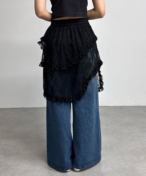 CIAOPANIC（チャオパニック）の「ランダムティアードレーススカート（スカート・レディース・アイボリー/ブラック・ONE SIZE）」の14枚目の写真