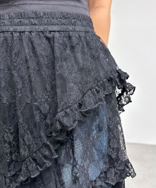CIAOPANIC（チャオパニック）の「ランダムティアードレーススカート（スカート・レディース・アイボリー/ブラック・ONE SIZE）」の16枚目の写真