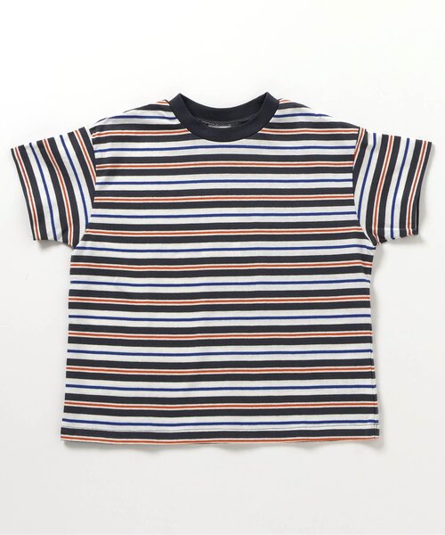 BREEZE(ブリーズ)の「【WEB限定/ジュニア対応】マルチボーダー半袖Tシャツ(Tシャツ/カットソー・キッズ・チャコール/ミント/マスタード/オレンジ/ピンク/レインボー/ライム・90/100/110/120/130/140/150/160)」の2枚目の写真