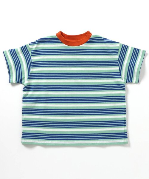 BREEZE(ブリーズ)の「【WEB限定/ジュニア対応】マルチボーダー半袖Tシャツ(Tシャツ/カットソー・キッズ・チャコール/ミント/マスタード/オレンジ/ピンク/レインボー/ライム・90/100/110/120/130/140/150/160)」の3枚目の写真