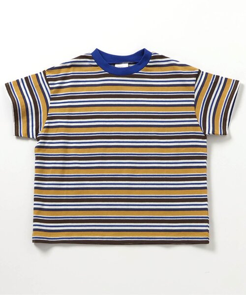 BREEZE(ブリーズ)の「【WEB限定/ジュニア対応】マルチボーダー半袖Tシャツ(Tシャツ/カットソー・キッズ・チャコール/ミント/マスタード/オレンジ/ピンク/レインボー/ライム・90/100/110/120/130/140/150/160)」の8枚目の写真