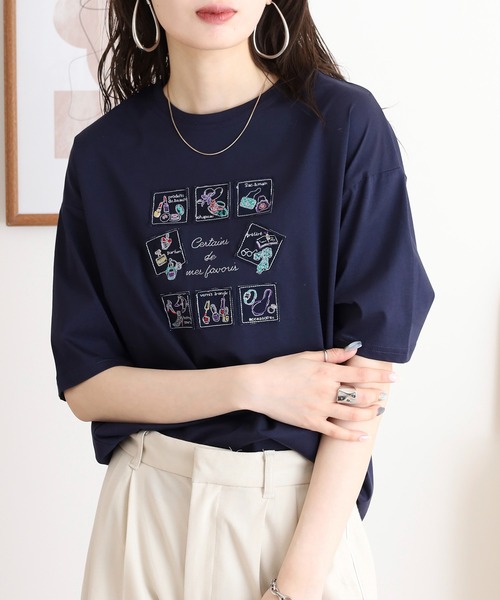 ブローディア BRODIAEA PREMIUMスムース YESスパンコール刺繍半袖Tシャツ （ブラック） ブローディア BRODIAEA PREMIUMスムース YESスパンコール刺繍