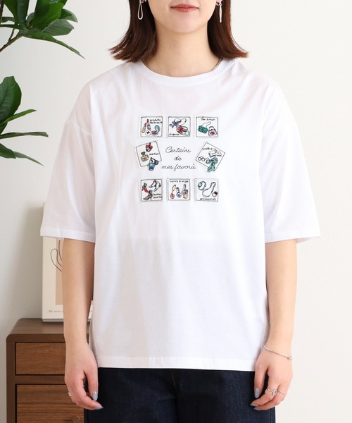 ブローディア BRODIAEA PREMIUMスムースイラストプリント半袖Tシャツ （ダークネイビー） セール】BRODIAEA パフュームプリント半袖Tシャツ（Tシャツ