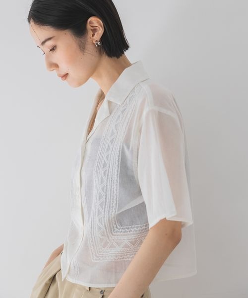 JEANASIS（ジーナシス）の「シシュウカイキンシアーシャツ SS/490422（シャツ/ブラウス・レディース・ブラック/ピンク系その他/オフホワイト・FREE）」の13枚目の写真