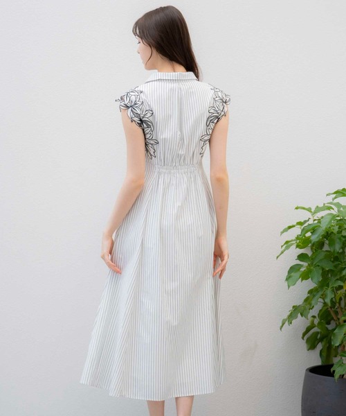 NOELA（ノエラ）の「【15周年】エンブロイダリーストライプワンピ（ワンピース・レディース・ダークインディゴブルー/ベージュ/ブルー/オフホワイト・S/M）」の9枚目の写真