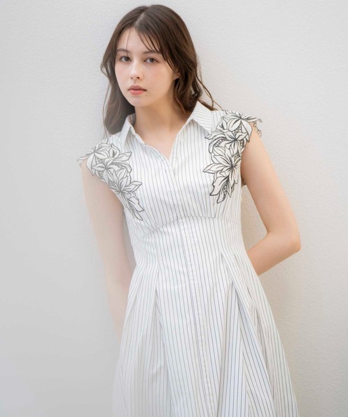 NOELA（ノエラ）の「【15周年】エンブロイダリーストライプワンピ（ワンピース・レディース・ダークインディゴブルー/ベージュ/ブルー/オフホワイト・S/M）」の11枚目の写真