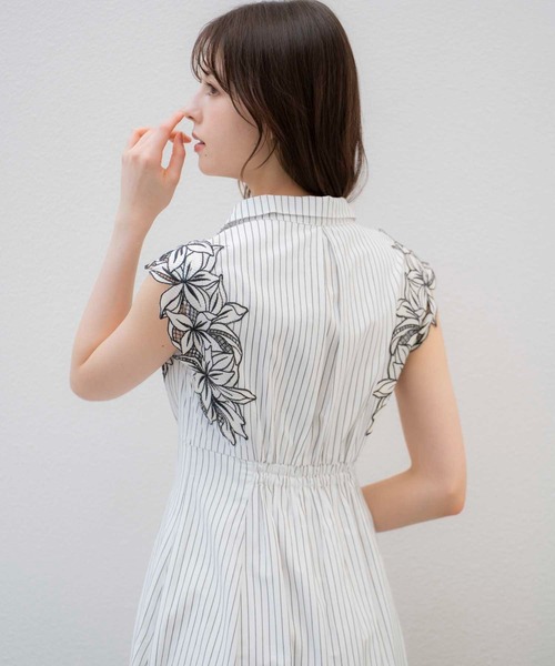 NOELA（ノエラ）の「【15周年】エンブロイダリーストライプワンピ（ワンピース・レディース・ダークインディゴブルー/ベージュ/ブルー/オフホワイト・S/M）」の13枚目の写真