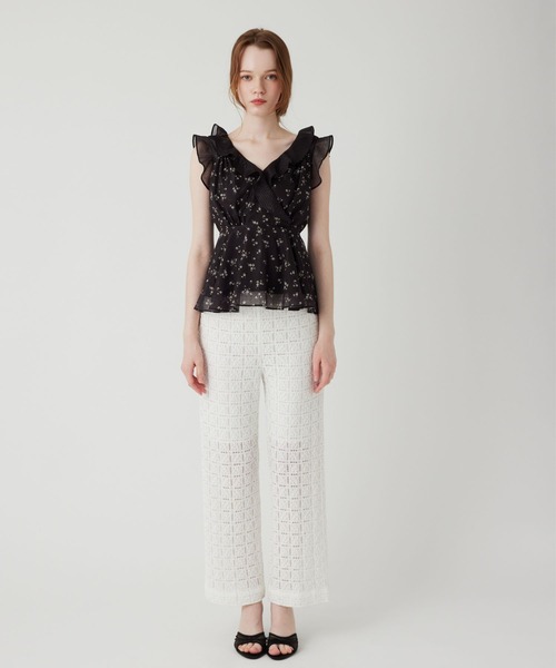 ME COUTURE(ミークチュール)の「ドットフルールMIXブラウス(シャツ/ブラウス・レディース・アイボリー/ブラック/ピンク・FREE)」の4枚目の写真