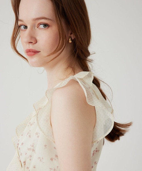 ME COUTURE(ミークチュール)の「ドットフルールMIXブラウス(シャツ/ブラウス・レディース・アイボリー/ブラック/ピンク・FREE)」の7枚目の写真