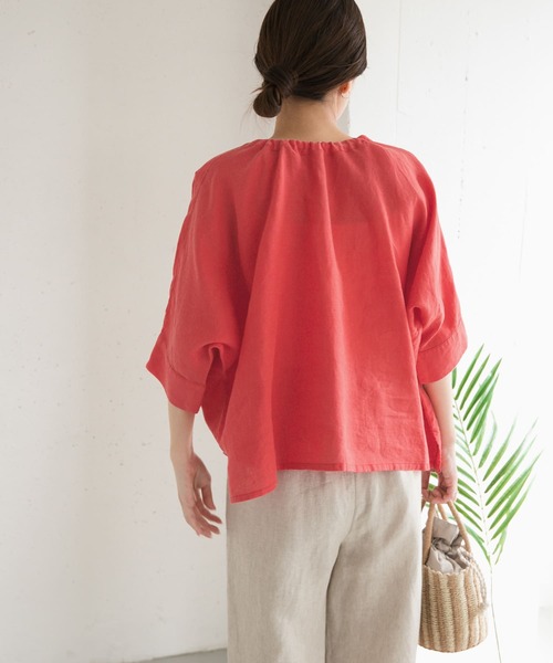 URBAN RESEARCH DOORS（アーバンリサーチドアーズ）の「リネン2WAYブラウス（シャツ/ブラウス・レディース・レッド系その他/オフホワイト/チャコールグレー・MEDIUM）」の16枚目の写真