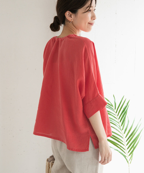 URBAN RESEARCH DOORS（アーバンリサーチドアーズ）の「リネン2WAYブラウス（シャツ/ブラウス・レディース・レッド系その他/オフホワイト/チャコールグレー・MEDIUM）」の18枚目の写真