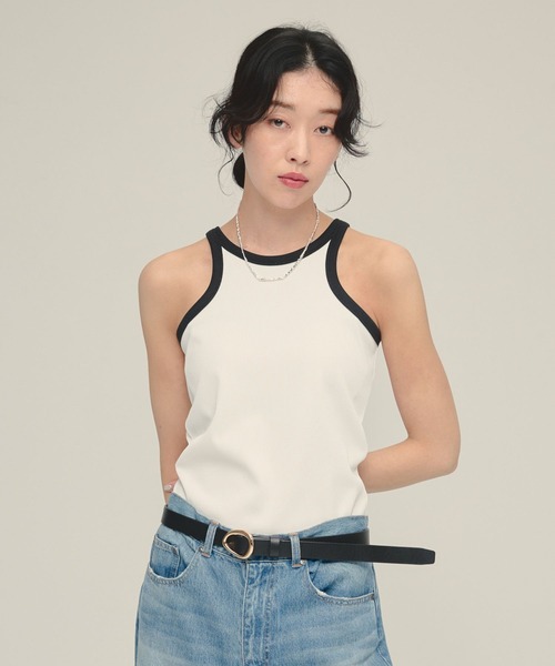 eL(エル)の「【eL】Trim Seamless Cup Top/492728(タンクトップ・レディース・ネイビー/ブラウン/オフホワイト/ホワイト系その他・FREE)」の3枚目の写真