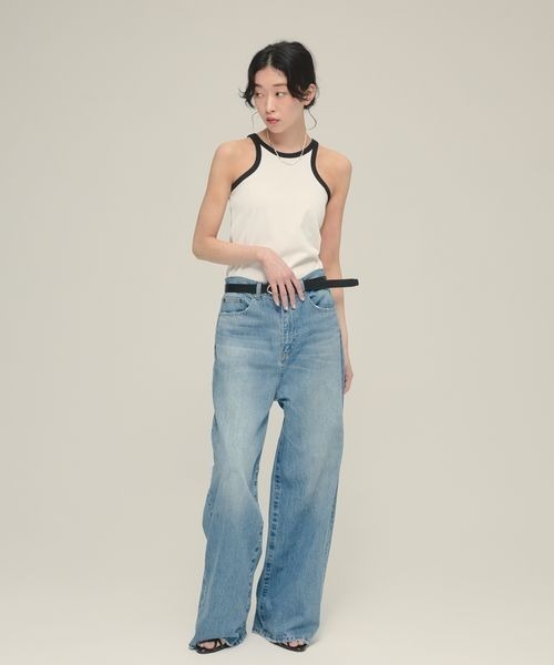 eL（エル）の「【eL】Trim Seamless Cup Top/492728（タンクトップ・レディース・ネイビー/ブラウン/オフホワイト・FREE）」の17枚目の写真