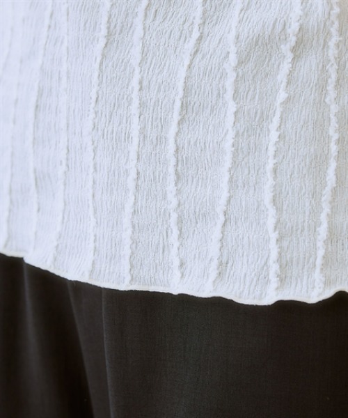 nissen（ニッセン）の「シャギージャガード5分袖カットソートップス（Tシャツ/カットソー・レディース・ライム/ブラック/オフホワイト・S/M/L/LL）」の12枚目の写真