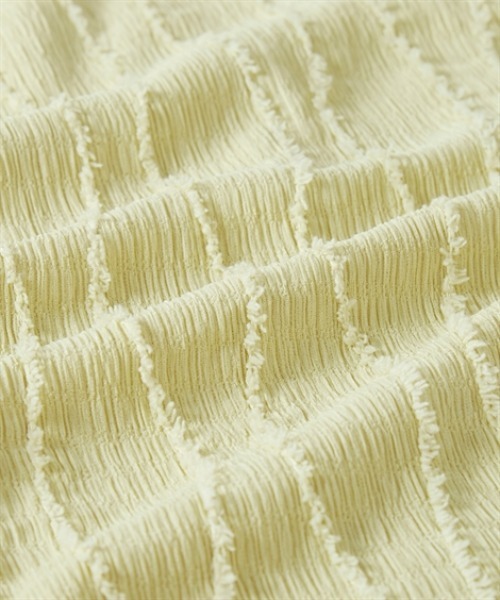 nissen（ニッセン）の「シャギージャガード5分袖カットソートップス（Tシャツ/カットソー・レディース・ライム/ブラック/オフホワイト・S/M/L/LL）」の13枚目の写真