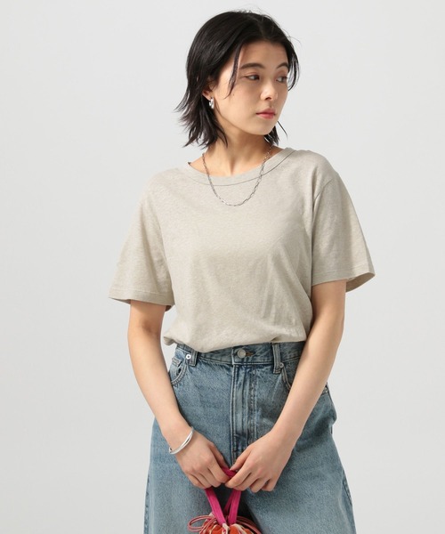 BAYFLOW（ベイフロー）の「[ドライタッチで夏も快適]コットンヘンプ半袖Tシャツ（Tシャツ/カットソー・レディース・グレイッシュベージュ/カーキ/チャコール・FREE）」の2枚目の写真