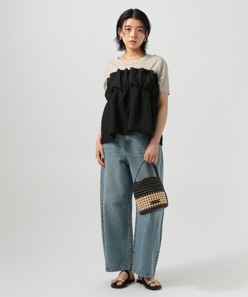 BAYFLOW（ベイフロー）の「[ドライタッチで夏も快適]コットンヘンプ半袖Tシャツ（Tシャツ/カットソー・レディース・グレイッシュベージュ/カーキ/チャコール・FREE）」の6枚目の写真
