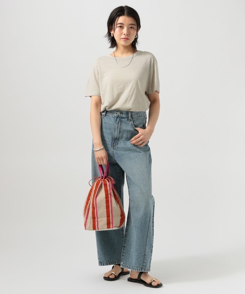 BAYFLOW（ベイフロー）の「[ドライタッチで夏も快適]コットンヘンプ半袖Tシャツ（Tシャツ/カットソー・レディース・グレイッシュベージュ/カーキ/チャコール・FREE）」の7枚目の写真