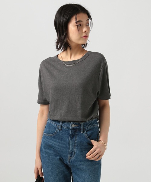 BAYFLOW（ベイフロー）の「[ドライタッチで夏も快適]コットンヘンプ半袖Tシャツ（Tシャツ/カットソー・レディース・グレイッシュベージュ/カーキ/チャコール・FREE）」の11枚目の写真