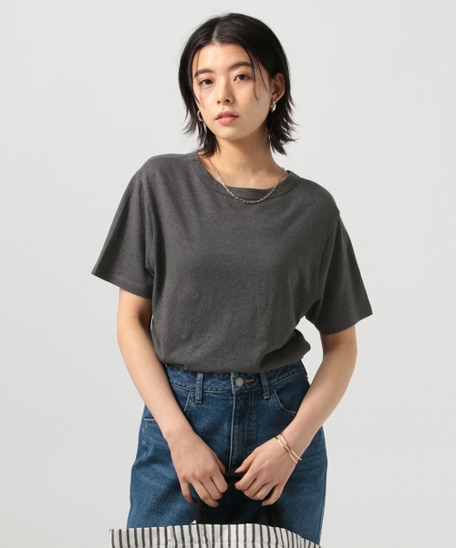 BAYFLOW（ベイフロー）の「[ドライタッチで夏も快適]コットンヘンプ半袖Tシャツ（Tシャツ/カットソー・レディース・グレイッシュベージュ/カーキ/チャコール・FREE）」の12枚目の写真