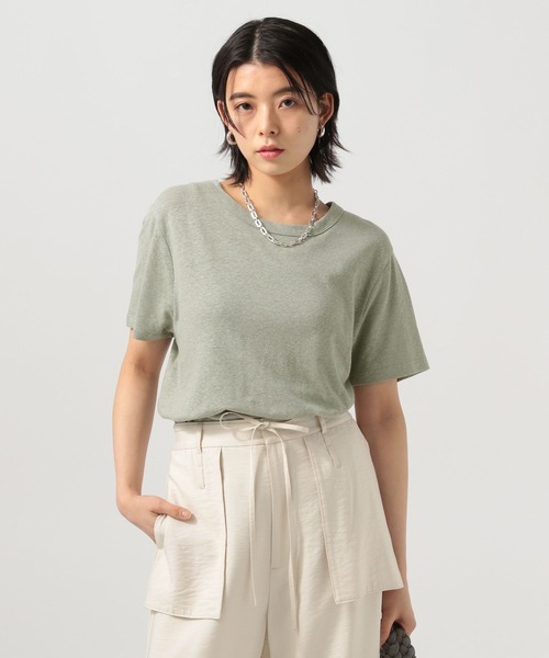 BAYFLOW（ベイフロー）の「[ドライタッチで夏も快適]コットンヘンプ半袖Tシャツ（Tシャツ/カットソー・レディース・グレイッシュベージュ/カーキ/チャコール・FREE）」の14枚目の写真