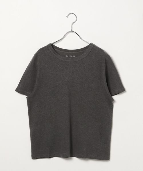 BAYFLOW（ベイフロー）の「[ドライタッチで夏も快適]コットンヘンプ半袖Tシャツ（Tシャツ/カットソー・レディース・グレイッシュベージュ/カーキ/チャコール・FREE）」の17枚目の写真