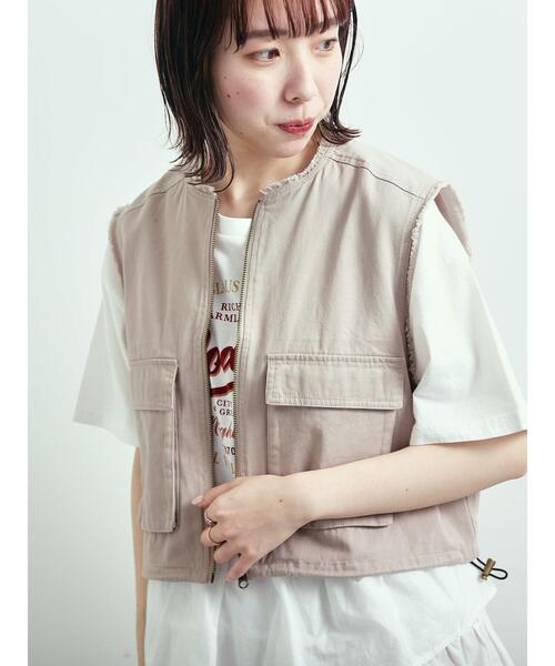 SM2(エスエムツー)の「ツイル/デニムフリンジショートベスト(ベスト・レディース・グレー/チャコールグレー/カーキ/ブルー・F)」の11枚目の写真