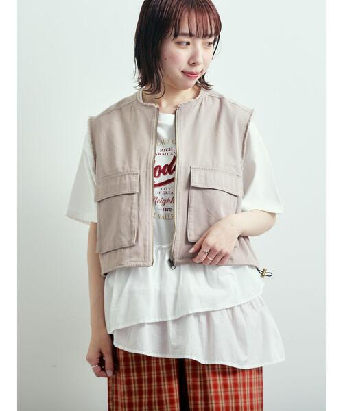 SM2(エスエムツー)の「ツイル/デニムフリンジショートベスト(ベスト・レディース・グレー/チャコールグレー/カーキ/ブルー・F)」の13枚目の写真