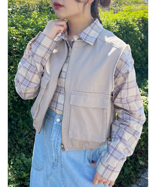 SM2(エスエムツー)の「ツイル/デニムフリンジショートベスト(ベスト・レディース・グレー/チャコールグレー/カーキ/ブルー・F)」の3枚目の写真