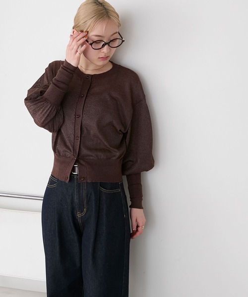 1716A 美品 イエナ 24SS 5分袖カーディガン パフスリーブ シアー 1716A 美品 イエナ 24SS 5分袖カーディガン パフスリーブ シアー