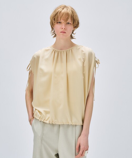 cloenc（クロエンス）の「【手洗い可】ギャザーリボンブラウス（シャツ/ブラウス・レディース・ダークブラウン/ホワイト/ライトイエロー系・02）」の3枚目の写真