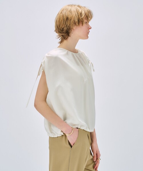 cloenc（クロエンス）の「【手洗い可】ギャザーリボンブラウス（シャツ/ブラウス・レディース・ダークブラウン/ホワイト/ライトイエロー系・02）」の18枚目の写真