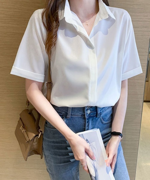 SallyLunn(サリーラン)の「襟付きシャツブラウス(シャツ/ブラウス・レディース・ブラック/ホワイト/ブルー・MEDIUM/LARGE)」の10枚目の写真
