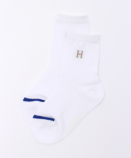 HAKKA BABY（ハッカベビー）の「[ベビー]ロゴジャカードリブ風クルーソックス（ソックス/靴下・キッズ・ネイビー/ホワイト・SMALL/MEDIUM）」の2枚目の写真