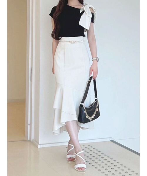 MERCURYDUO（マーキュリーデュオ）の「アシメマーメイドスカート（スカート・レディース・ブラック/アイボリー/ラベンダー・SMALL/MEDIUM）」の5枚目の写真