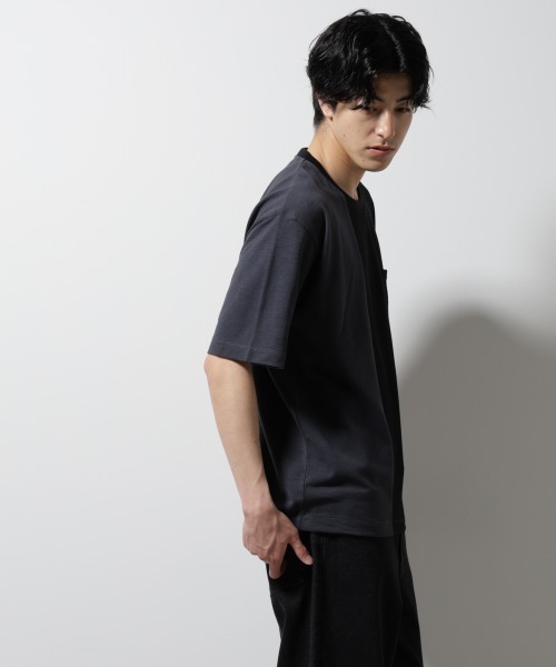 NANO universe(ナノユニバース)の「リンクスカノコ コンビTシャツ 半袖(Tシャツ/カットソー・メンズ・ライトグレー/ブラック/ブルー・S/M/L)」の6枚目の写真