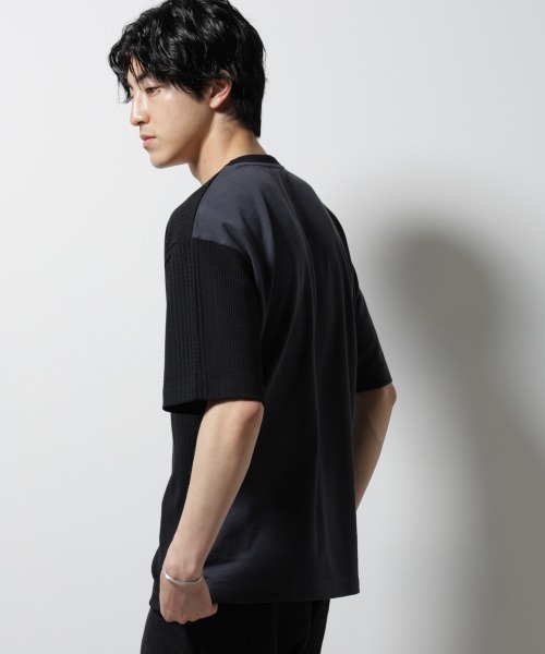 NANO universe(ナノユニバース)の「リンクスカノコ コンビTシャツ 半袖(Tシャツ/カットソー・メンズ・ライトグレー/ブラック/ブルー・S/M/L)」の7枚目の写真