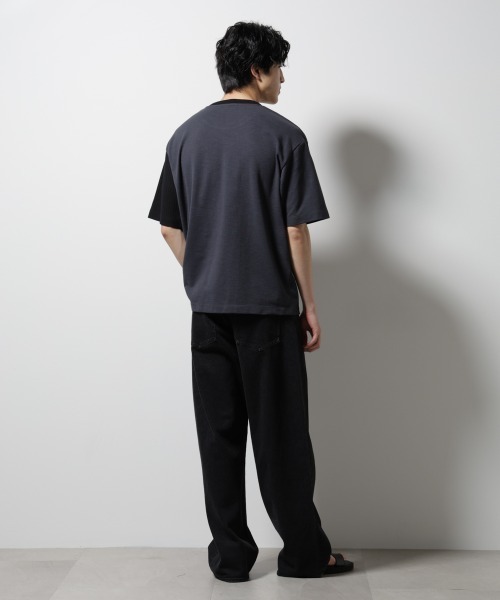NANO universe(ナノユニバース)の「リンクスカノコ コンビTシャツ 半袖(Tシャツ/カットソー・メンズ・ライトグレー/ブラック/ブルー・S/M/L)」の11枚目の写真