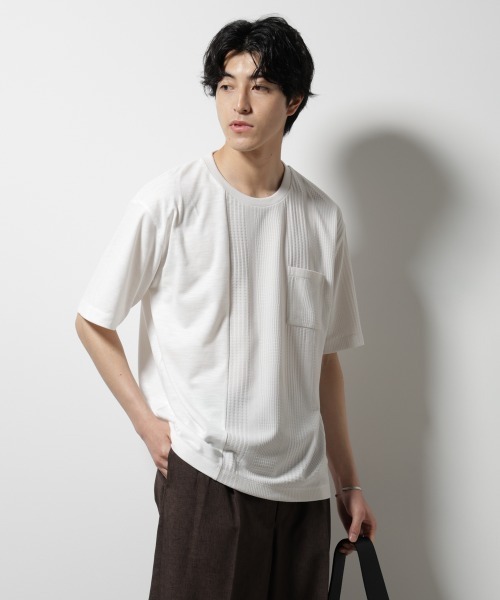 NANO universe(ナノユニバース)の「リンクスカノコ コンビTシャツ 半袖(Tシャツ/カットソー・メンズ・ライトグレー/ブラック/ブルー・S/M/L)」の12枚目の写真