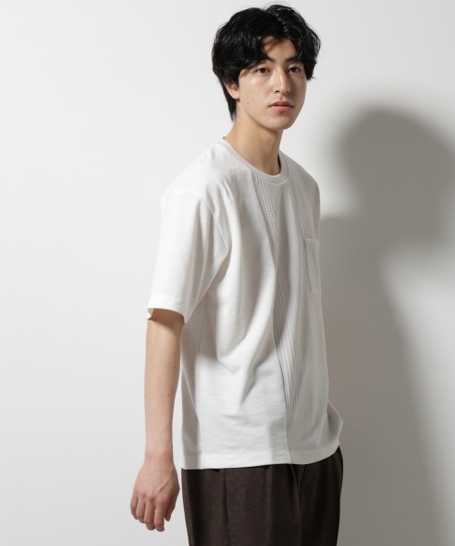 NANO universe(ナノユニバース)の「リンクスカノコ コンビTシャツ 半袖(Tシャツ/カットソー・メンズ・ライトグレー/ブラック/ブルー・S/M/L)」の13枚目の写真