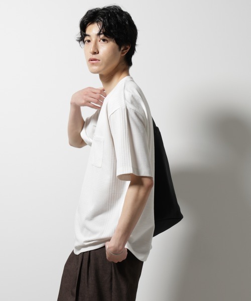 NANO universe(ナノユニバース)の「リンクスカノコ コンビTシャツ 半袖(Tシャツ/カットソー・メンズ・ライトグレー/ブラック/ブルー・S/M/L)」の14枚目の写真