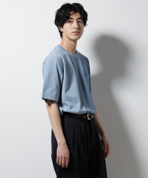 NANO universe(ナノユニバース)の「リンクスカノコ コンビTシャツ 半袖(Tシャツ/カットソー・メンズ・ライトグレー/ブラック/ブルー・S/M/L)」の20枚目の写真