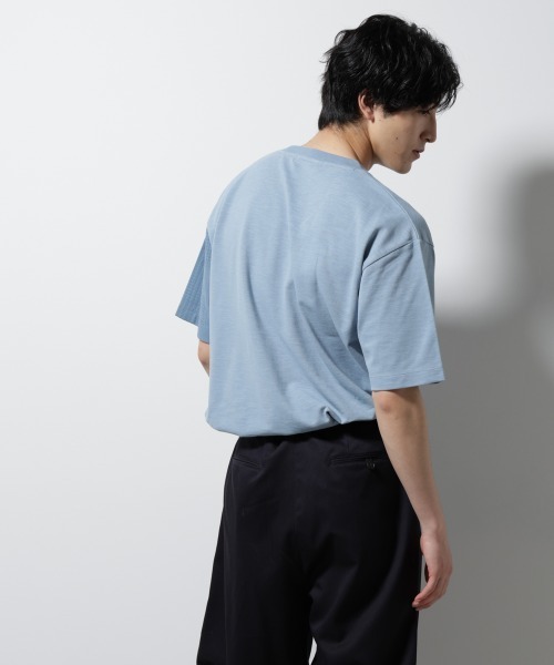 NANO universe(ナノユニバース)の「リンクスカノコ コンビTシャツ 半袖(Tシャツ/カットソー・メンズ・ライトグレー/ブラック/ブルー・S/M/L)」の21枚目の写真