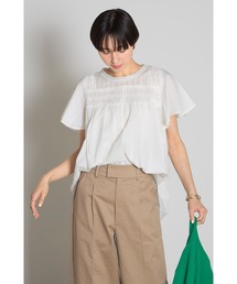 デザインタックコットンフレアブラウス