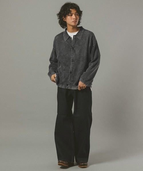 12oz/ヴィンテージライクバギーデニムワイドフレアパンツ（デニム