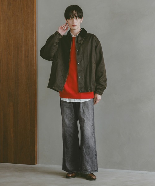 12oz/ヴィンテージライクバギーデニムワイドフレアパンツ（デニム