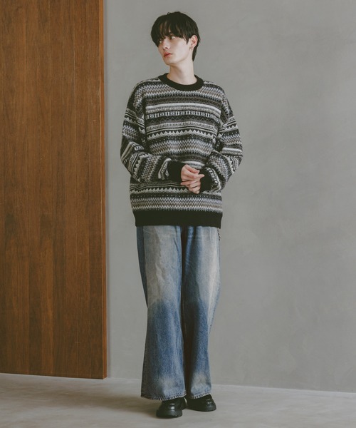 セール】12oz/ヴィンテージライクバギーデニムワイドフレアパンツ