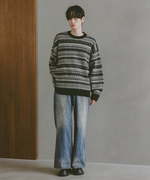 RAGEBLUE（レイジブルー）の「12oz/ヴィンテージライクバギーデニムワイドフレアパンツ（デニムパンツ・メンズ・ネイビー/ブラック/ライトブルー/グレー・SMALL/MEDIUM/LARGE）」の19枚目の写真