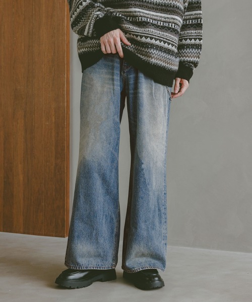 90s ラルフローレン バギーフレアデニム ポニー刺繍 ヒゲ インディゴ ワイド 90s ラルフローレン バギーフレアデニム ポニー刺繍 ヒゲ インディゴ